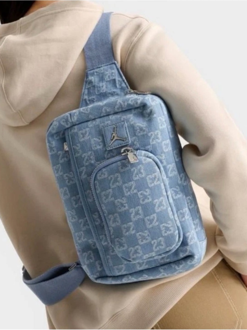 Jordan 23 Light Denim Monogram Blue Sling Crossbody Y2K Bag